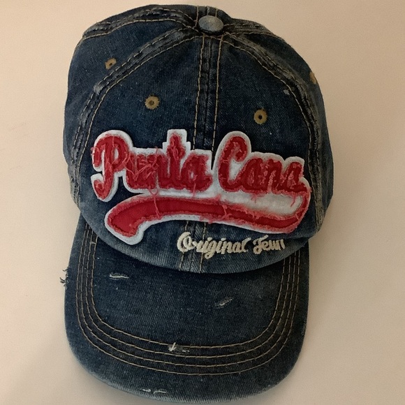 Punta Cana Denim Blue Distressed Women’s Cap. Preloved - Picture 1 of 6